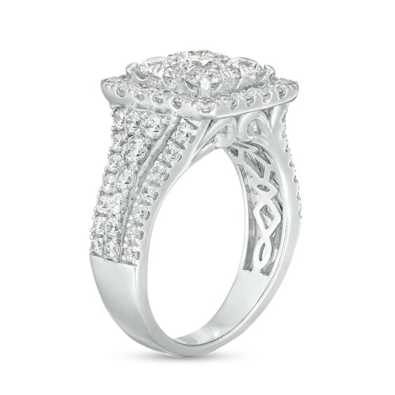 2-1/2 CT. T.w. Certified Princess-Shaped Lab-Grown Multi-Diamond Frame Triple Row Ring in 14K White Gold (F/Si2)