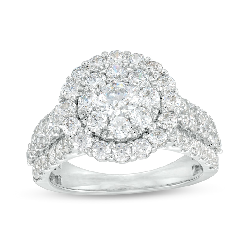 Main Image 1 of 2-1/2 CT. T.W. Certified Lab-Grown Multi-Diamond Frame Triple Row Ring in 14K White Gold (F/SI2)