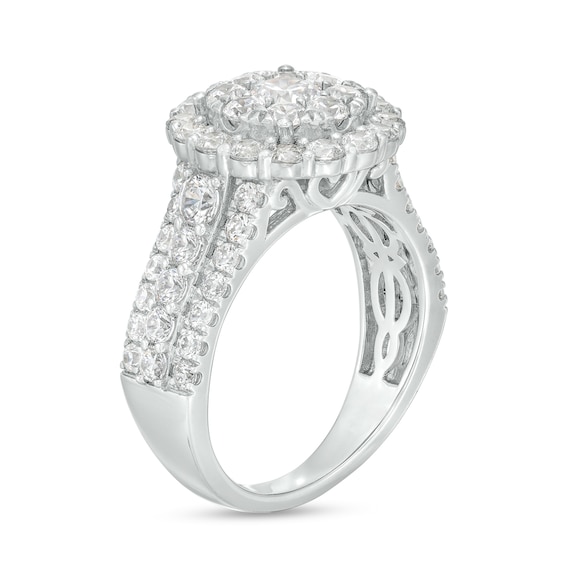 2-1/2 CT. T.w. Certified Lab-Grown Multi-Diamond Frame Triple Row Ring in 14K White Gold (F/Si2)
