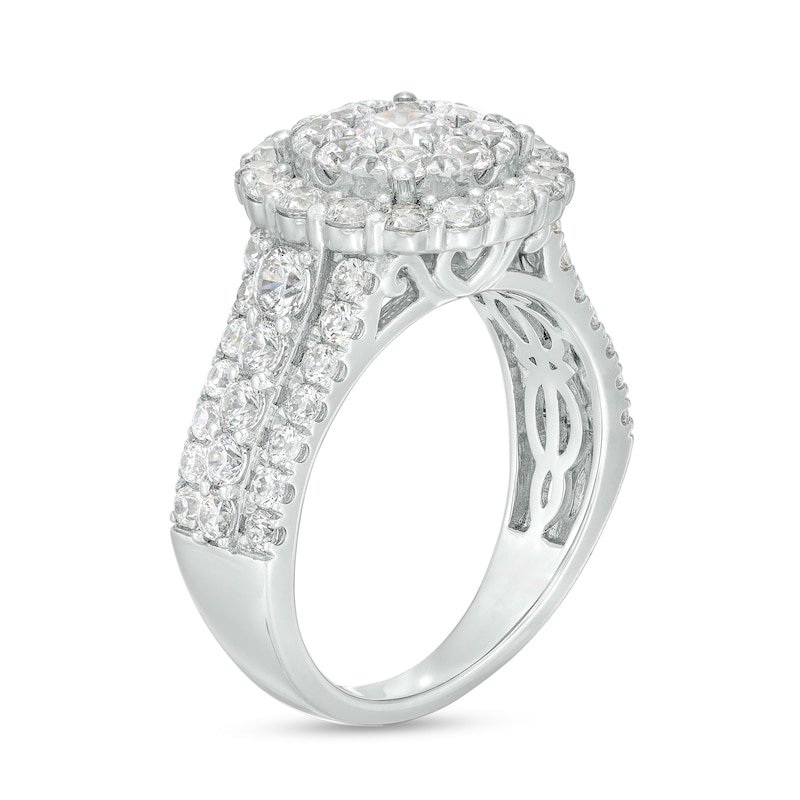 Main Image 3 of 2-1/2 CT. T.W. Certified Lab-Grown Multi-Diamond Frame Triple Row Ring in 14K White Gold (F/SI2)