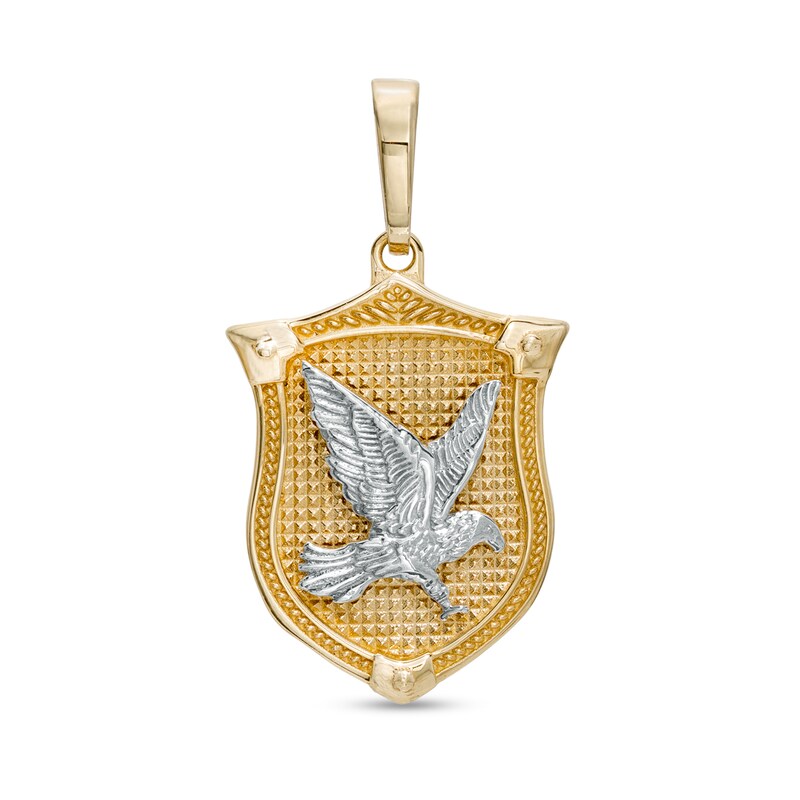 Main Image 1 of Eagle Shield Necklace Charm in 10K Two-Tone Gold