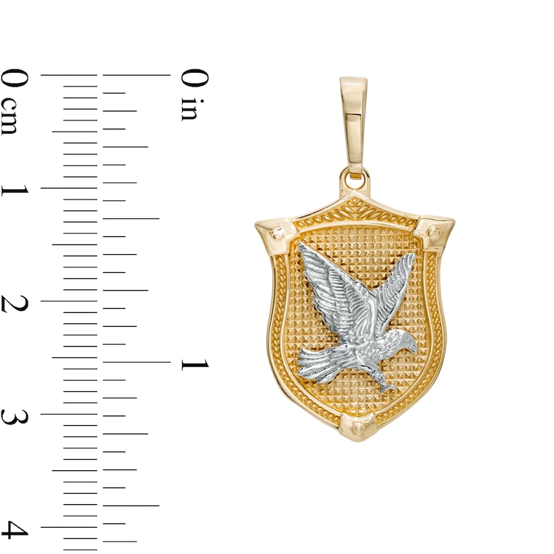 Main Image 2 of Eagle Shield Necklace Charm in 10K Two-Tone Gold