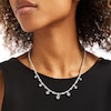Thumbnail Image 2 of Princess-Cut and Round White Lab-Created Sapphire Graduated Station Necklace in Sterling Silver