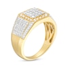 Thumbnail Image 2 of Men's 1 CT. T.W. Square-Shaped Multi-Diamond Frame Multi-Row Shank Ring in 10K Gold