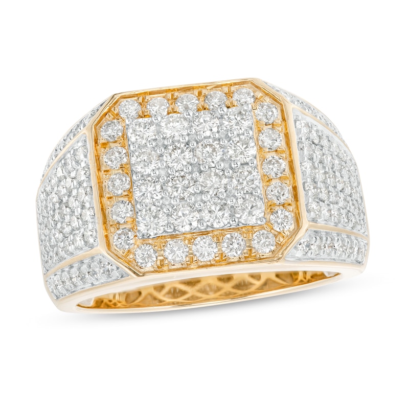 Main Image 1 of 2 CT. T.W. Square-Shaped Multi-Diamond Frame Multi-Row Shank Ring in 10K Gold