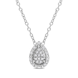 1/10 CT. T.W. Pear-Shaped Multi-Diamond Frame Pendant in Sterling Silver