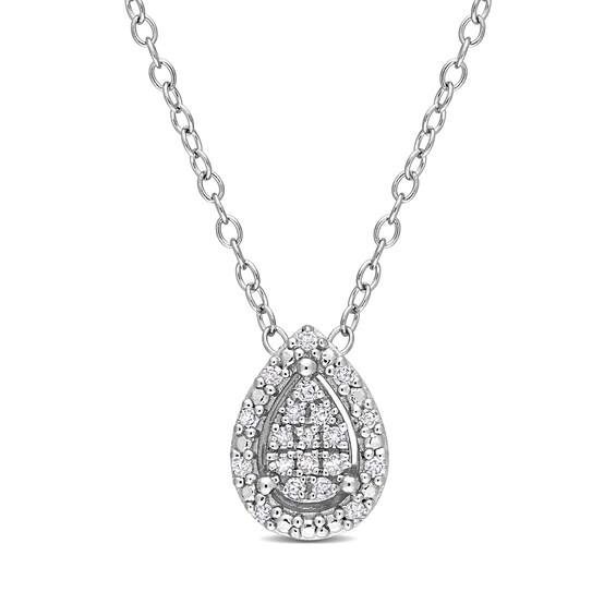 1/10 CT. T.w. Pear-Shaped Multi-Diamond Frame Pendant in Sterling Silver