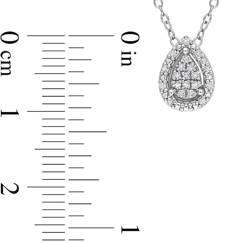 Main Image 3 of 1/10 CT. T.W. Pear-Shaped Multi-Diamond Frame Pendant in Sterling Silver