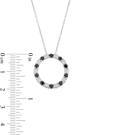 3/4 CT. T.w. Black and White Diamond Alternating Open Circle Pendant in Sterling Silver - 16"