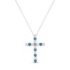 Thumbnail Image 1 of 5/8 CT. T.W. Blue and White Diamond Alternating Cross Pendant in Sterling Silver - 16"