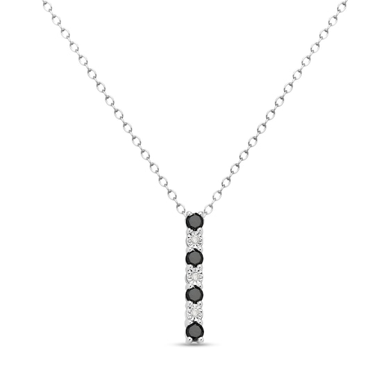 1/3 CT. T.w. Black and White Diamond Alternating Vertical Bar Pendant in Sterling Silver - 16"