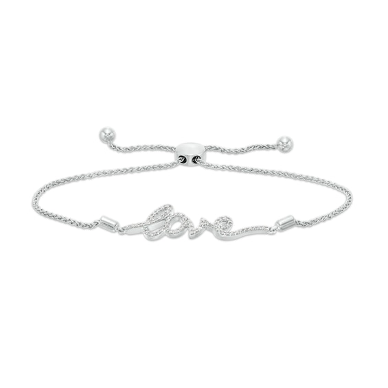 1/5 CT. T.w. Diamond Cursive "love" Script Bolo Bracelet in Sterling Silver â 8.25"