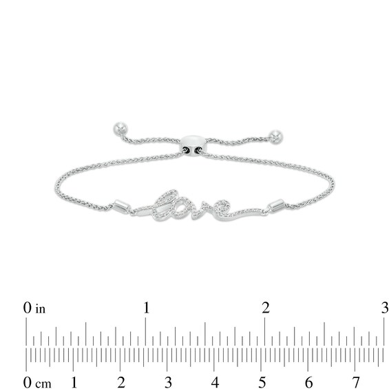 1/5 CT. T.w. Diamond Cursive "love" Script Bolo Bracelet in Sterling Silver â 8.25"