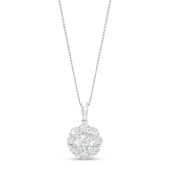 1 CT. T.w. Diamond Petal Frame Flower Pendant in 10K White Gold
