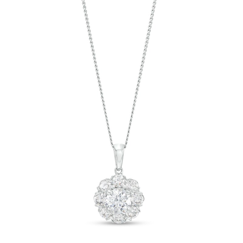 Main Image 1 of 1 CT. T.W. Diamond Petal Frame Flower Pendant in 10K White Gold