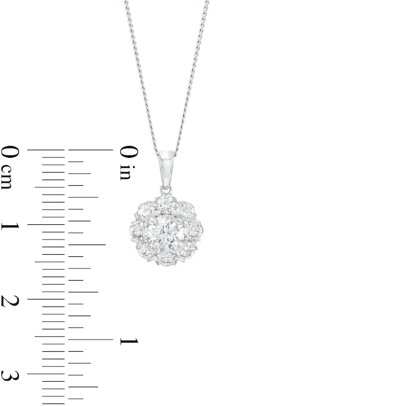Main Image 3 of 1 CT. T.W. Diamond Petal Frame Flower Pendant in 10K White Gold