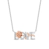 Thumbnail Image 1 of Enchanted Disney Belle 1/10 CT. T.W. Diamond "LOVE" Rose Necklace in Sterling Silver and 10K Rose Gold