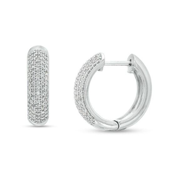 1/2 CT. T.w. Diamond Dome Multi-Row Hoop Earrings in Sterling Silver