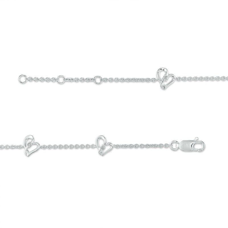 Main Image 3 of Two in Love 1/10 CT. T.W. Diamond Tilted Loop Heart Station Bracelet in 10K White Gold – 7.5"