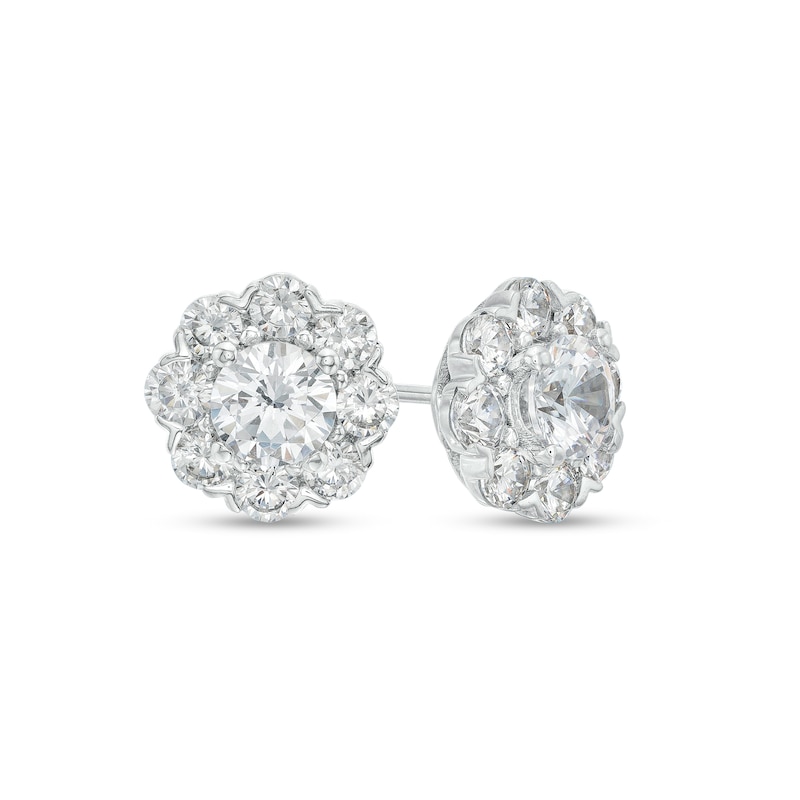 Main Image 1 of 2 CT. T.W. Diamond Flower Frame Stud Earrings in 10K White Gold