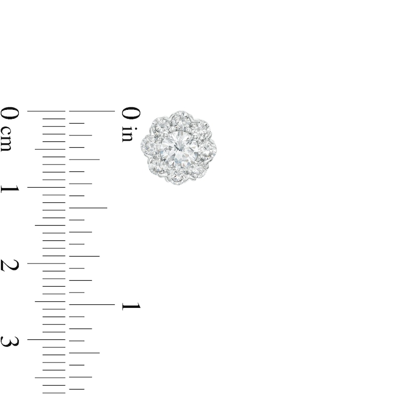 Main Image 3 of 2 CT. T.W. Diamond Flower Frame Stud Earrings in 10K White Gold