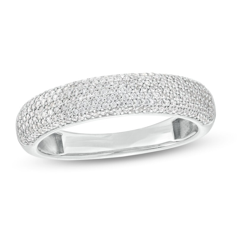 Main Image 1 of 1/2 CT. T.W. Diamond Dome Multi-Row Band in Sterling Silver