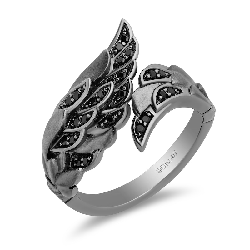 Main Image 1 of Enchanted Disney Villains Maleficent 1/5 CT. T.W. Black Diamond Wing Ring in Sterling Silver with Black Rhodium Plate