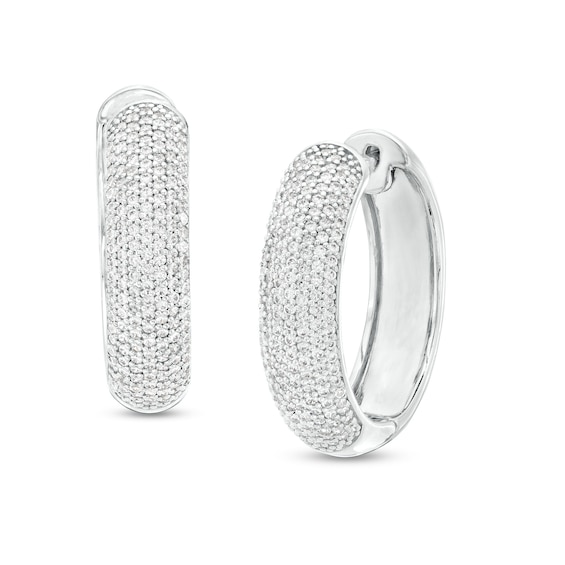 1 CT. T.w. Diamond Dome Multi-Row Hoop Earrings in Sterling Silver