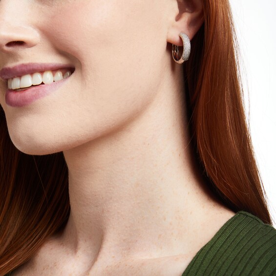 1 CT. T.w. Diamond Dome Multi-Row Hoop Earrings in Sterling Silver