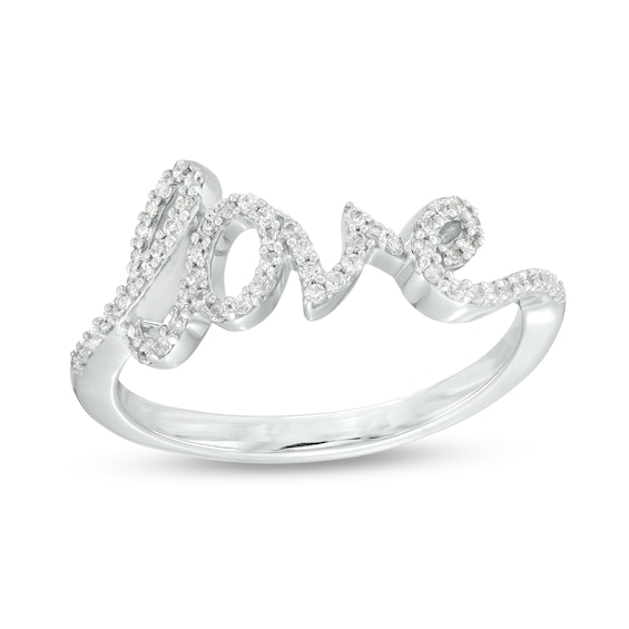 1/5 CT. T.w. Diamond Cursive "love" Script Ring in Sterling Silver