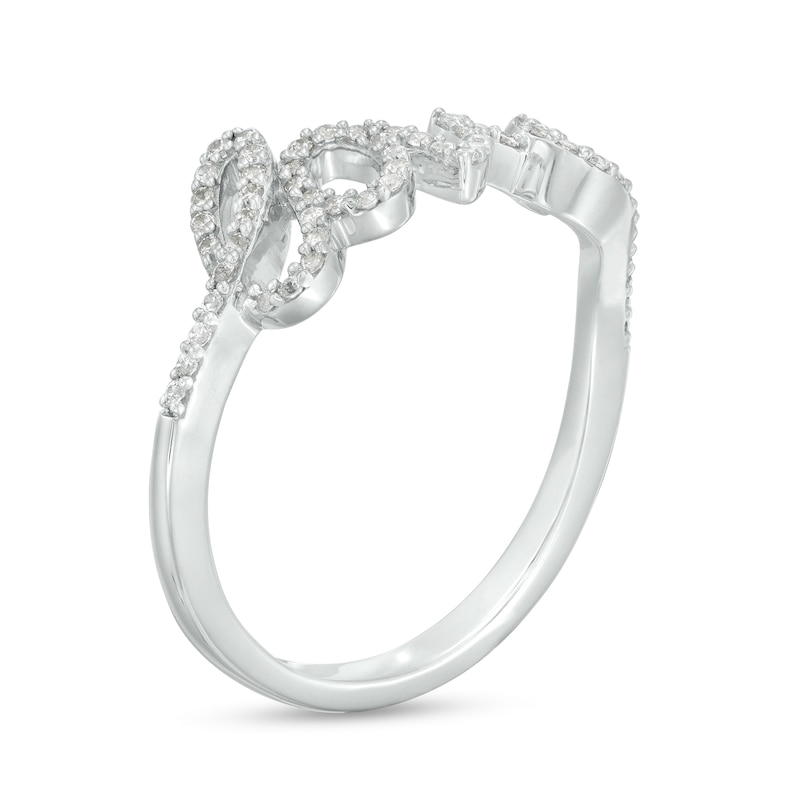 Main Image 3 of 1/5 CT. T.W. Diamond Cursive "love" Script Ring in Sterling Silver