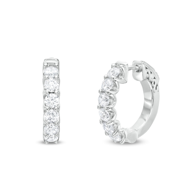 Main Image 1 of 2 CT. T.W. Diamond Six Stone Hoop Earrings in 14K White Gold