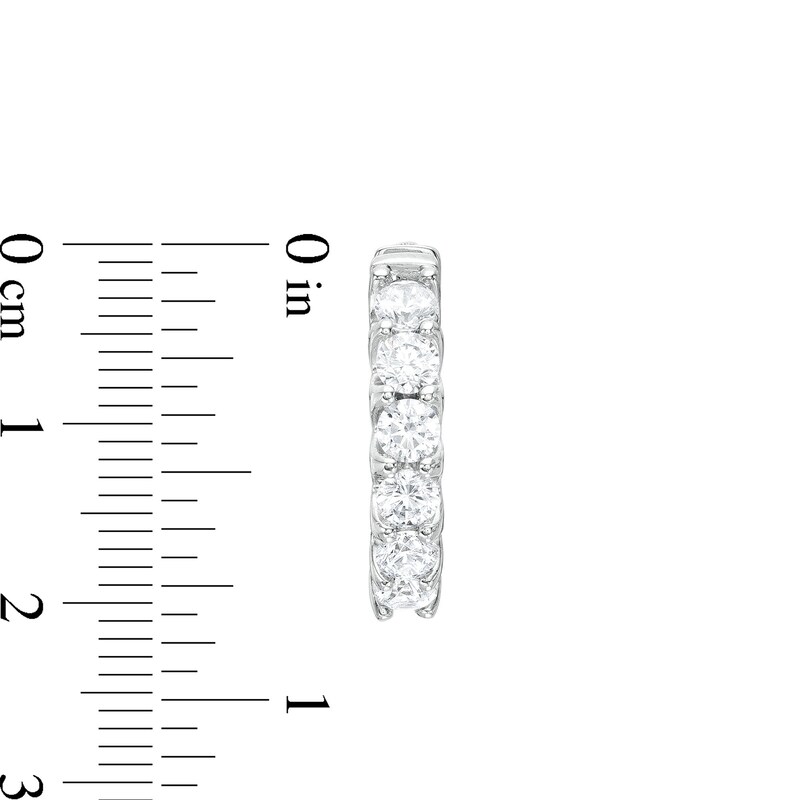 Main Image 3 of 2 CT. T.W. Diamond Six Stone Hoop Earrings in 14K White Gold