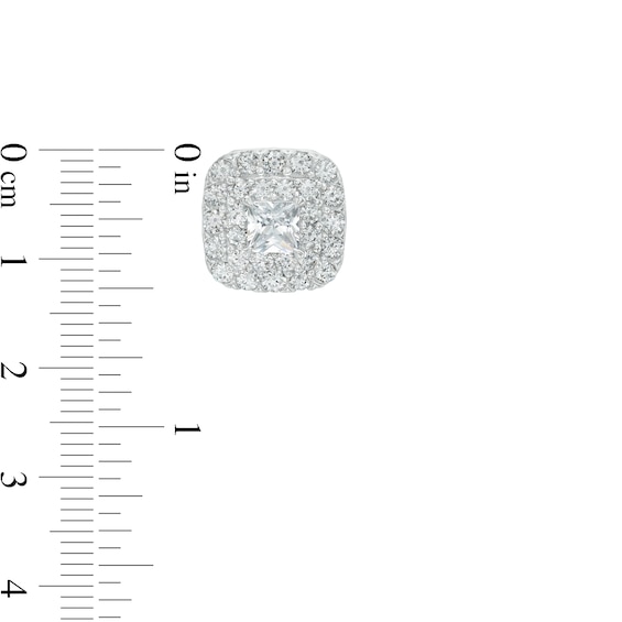 1-1/2 CT. T.w. Certified Princess-Cut Lab-Grown Diamond Double Frame Stud Earrings in 14K White Gold (F/Si2)