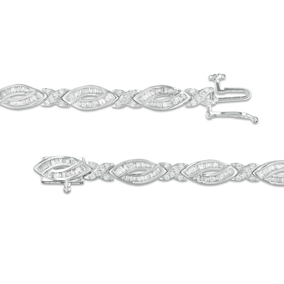 2 CT. T.w. Diamond Marquise and "X" Link Alternating Bracelet in 10K White Gold – 7.5"