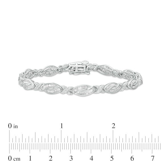 2 CT. T.w. Diamond Marquise and "X" Link Alternating Bracelet in 10K White Gold – 7.5"