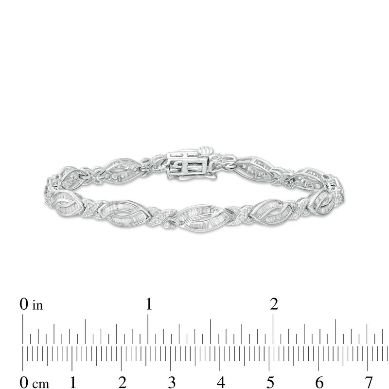 Main Image 4 of 2 CT. T.W. Diamond Marquise and "X" Link Alternating Bracelet in 10K White Gold – 7.5"