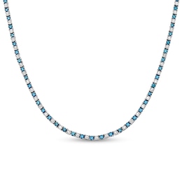 6-3/4 CT. T.W. Blue and White Diamond Alternating Tennis Necklace in Sterling Silver