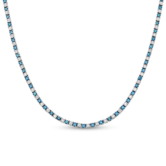 6-3/4 CT. T.w. and White Diamond Alternating Tennis Necklace in Sterling Silver