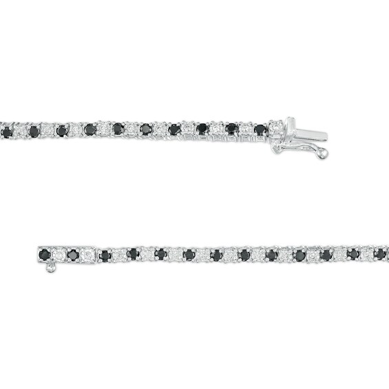 6-3/4 CT. T.w. Black and White Diamond Alternating Tennis Necklace in Sterling Silver