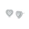 Thumbnail Image 1 of 1/2 CT. T.W. Heart-Shaped Multi-Diamond Frame Stud Earrings in 10K White Gold