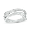 Thumbnail Image 1 of 1/3 CT. T.W. Diamond Triple Row Crossover Ring in 10K White Gold
