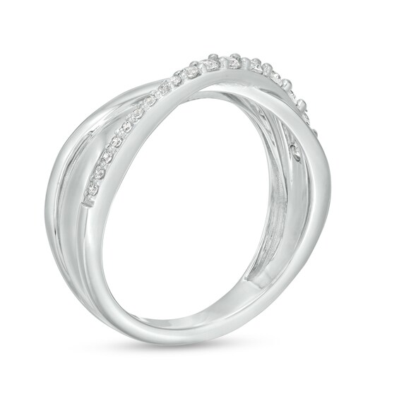1/3 CT. T.w. Diamond Triple Row Crossover Ring in 10K White Gold