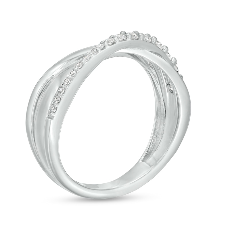 Main Image 3 of 1/3 CT. T.W. Diamond Triple Row Crossover Ring in 10K White Gold