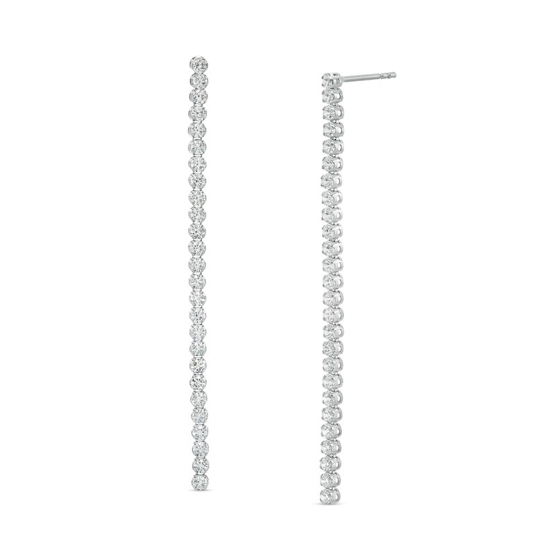Main Image 1 of 1-1/3 CT. T.W. Diamond Linear Drop Earrings in 10K White Gold