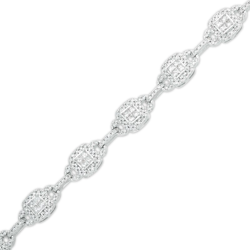 Main Image 1 of 2 CT. T.W. Diamond Frame Buckle Link Bracelet in 10K White Gold