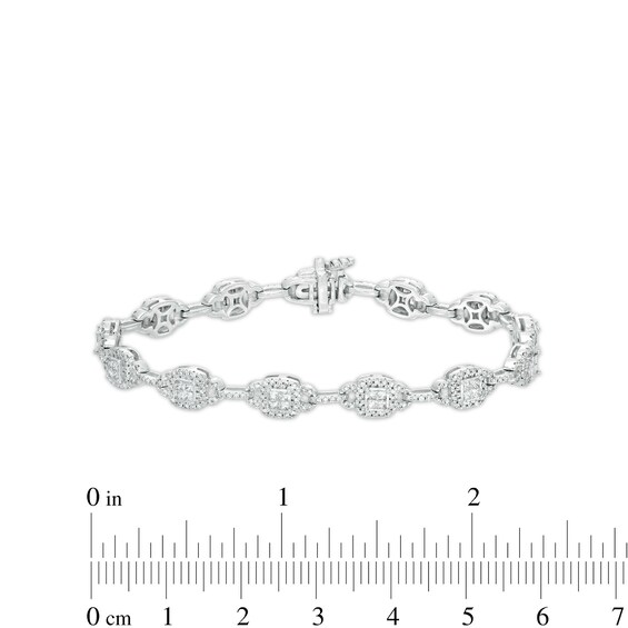 2 CT. T.w. Diamond Frame Buckle Link Bracelet in 10K White Gold
