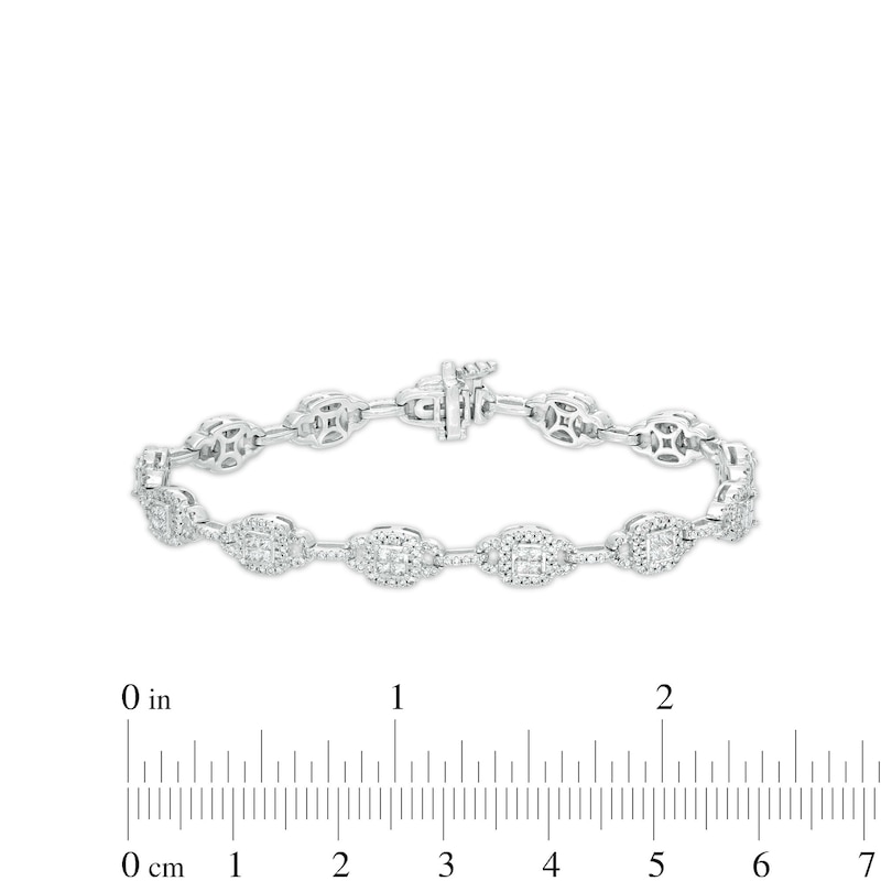 Main Image 4 of 2 CT. T.W. Diamond Frame Buckle Link Bracelet in 10K White Gold
