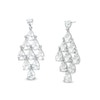 Thumbnail Image 1 of Pear-Shaped White Lab-Created Sapphire Dangle Drop Earrings in Sterling Silver