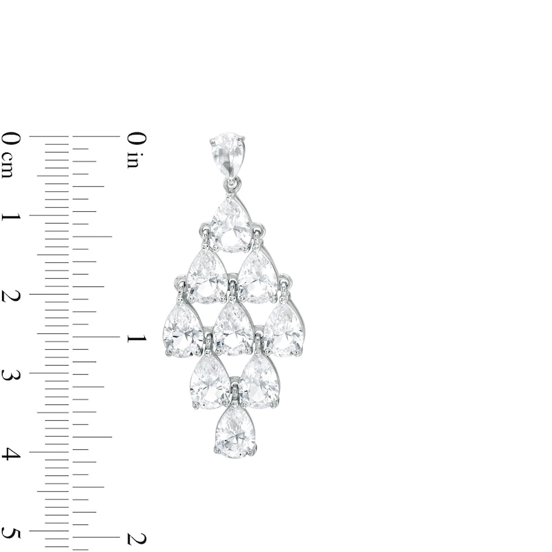 Main Image 3 of Pear-Shaped White Lab-Created Sapphire Dangle Drop Earrings in Sterling Silver
